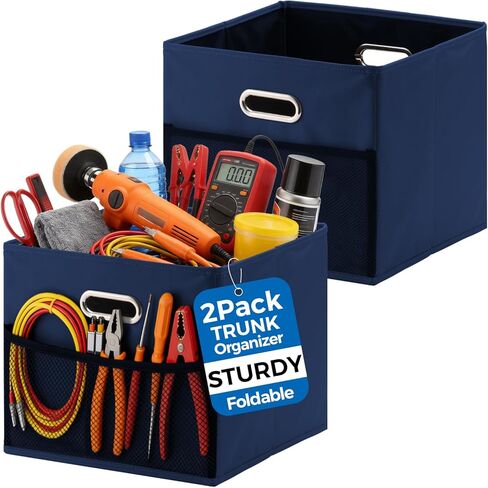 منظمات صندوق السيارة القابلة للطي، منظم صندوق السيارة القابل للطي لسيارات الدفع الرباعي، صناديق تخزين متعددة الأغراض مقاومة للماء مع بطانة مانعة للتسرب، عبوتان، رمادي in Kuwait