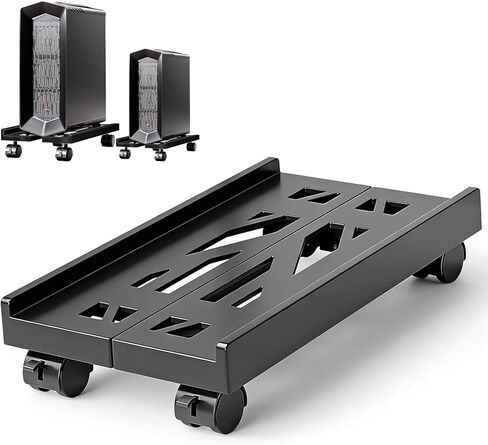Pc Stand for Floor, Adjustable Computer Tower Stand for Carpet,Mobile CPU Stand with 4 Rolling Caster Wheels, PC Tower Stand Fits Most PC Under Desk-D-Black in Kuwait