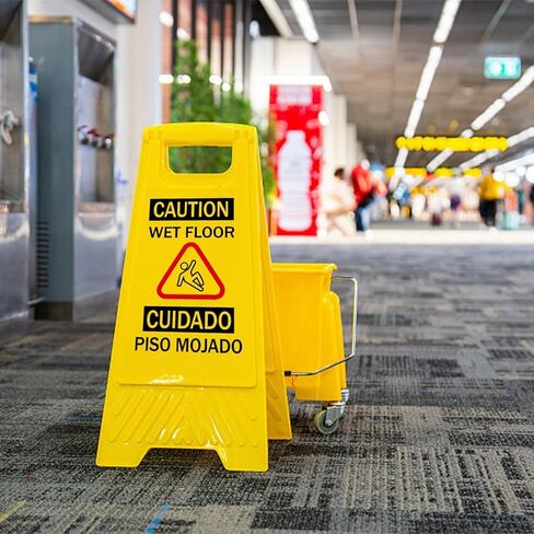 12 حزمة 24 بوصة تحذير أرضية مبللة، علامات تحذير السلامة ثنائية اللغة صفراء على الوجهين، إطار علامات أرضية مبللة آمنة تجارية، قابلة للطي لسهولة التخزين (12) in Kuwait