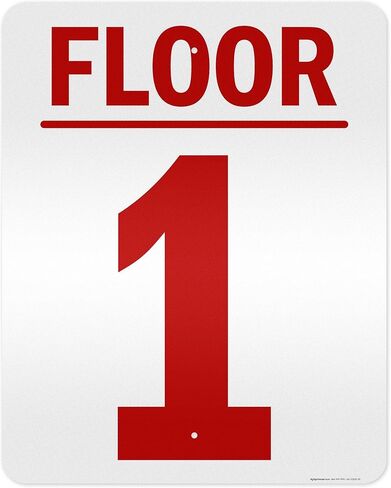 Floor 1 Sign, 10x7 Inches, 55 mil thick HDPS (high density polystyrene), Made in USA by My Sign Center in Saudi Arabia