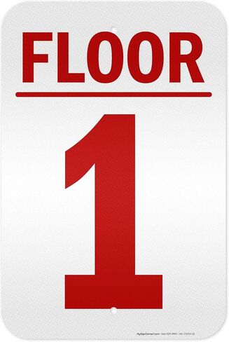 Floor 1 Sign, 10x7 Inches, 55 mil thick HDPS (high density polystyrene), Made in USA by My Sign Center in Saudi Arabia