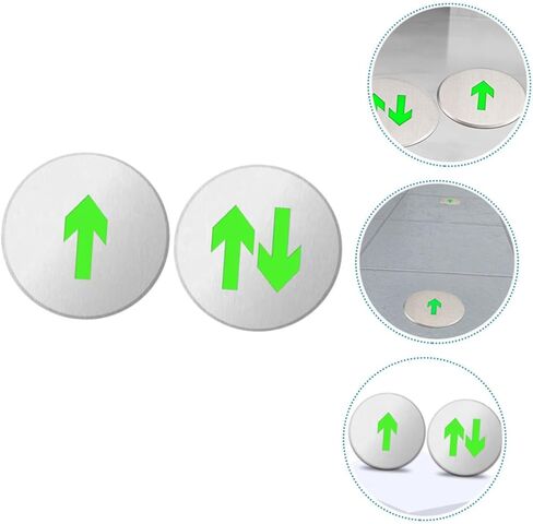 OSALADI 2pcs Glow Dark Arrow Floor Sign Stainless Steel Exit Signs One-way Directional Safety Indicators for Enhanced Visibility in Emergencies in Saudi Arabia