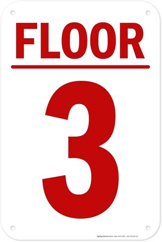 Floor 3 Sign, 24x30 Inches, 55 mil thick HDPS (high density polystyrene), Made in USA by My Sign Center in Kuwait