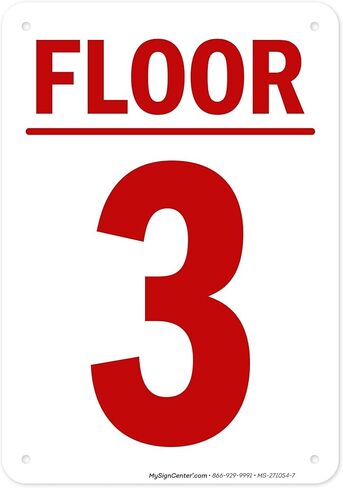 لافتة الطابق 3، مقاس 24 × 30 بوصة، HDPS بسمك 55 مل (بوليسترين عالي الكثافة)، صُنعت في الولايات المتحدة الأمريكية بواسطة My Sign Center in Saudi Arabia