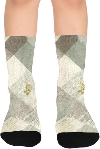 جوارب المشي لمسافات طويلة بطباعة منقوشة من Green Oak - جوارب شتوية حرارية سميكة دافئة للأولاد والبنات الصغار للمدرسة، والارتداء اليومي والأنشطة الخارجية in Kuwait