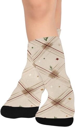 جوارب للمشي لمسافات طويلة باللون البني منقوشة للعطلات - جوارب شتوية حرارية سميكة دافئة للأولاد والبنات للمدرسة، والارتداء اليومي والأنشطة الخارجية in Kuwait