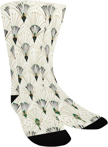 جوارب المشي لمسافات طويلة باللون الأخضر بطباعة مروحة شرقية - جوارب شتوية حرارية سميكة دافئة للأولاد والبنات الصغار للمدرسة، والارتداء اليومي والأنشطة الخارجية in Kuwait