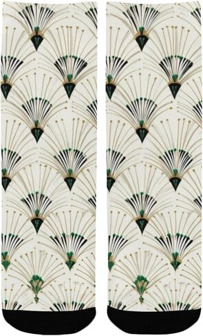 جوارب المشي لمسافات طويلة باللون الأخضر بطباعة مروحة شرقية - جوارب شتوية حرارية سميكة دافئة للأولاد والبنات الصغار للمدرسة، والارتداء اليومي والأنشطة الخارجية in Kuwait