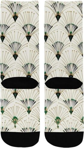 جوارب المشي لمسافات طويلة باللون الأخضر بطباعة مروحة شرقية - جوارب شتوية حرارية سميكة دافئة للأولاد والبنات الصغار للمدرسة، والارتداء اليومي والأنشطة الخارجية in Kuwait