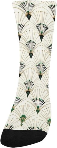 جوارب المشي لمسافات طويلة باللون الأخضر بطباعة مروحة شرقية - جوارب شتوية حرارية سميكة دافئة للأولاد والبنات الصغار للمدرسة، والارتداء اليومي والأنشطة الخارجية in Kuwait