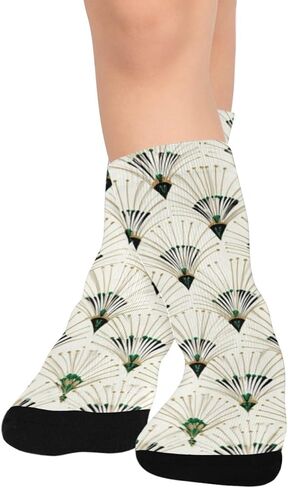 جوارب المشي لمسافات طويلة باللون الأخضر بطباعة مروحة شرقية - جوارب شتوية حرارية سميكة دافئة للأولاد والبنات الصغار للمدرسة، والارتداء اليومي والأنشطة الخارجية in Kuwait