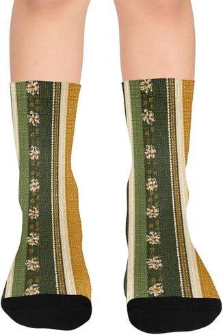 جوارب الربيع الذهبية المخططة للمشي لمسافات طويلة - جوارب شتوية سميكة دافئة للأولاد والبنات الصغار للمدرسة، والارتداء اليومي والأنشطة الخارجية in Kuwait