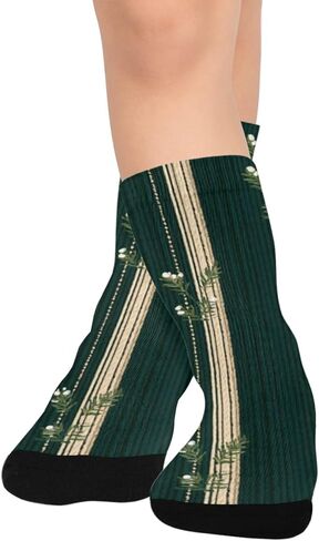 جوارب المشي لمسافات طويلة بطباعة مخططة عشبية خضراء - جوارب شتوية حرارية سميكة دافئة للأولاد والبنات الصغار للمدرسة، والارتداء اليومي والأنشطة الخارجية in Kuwait