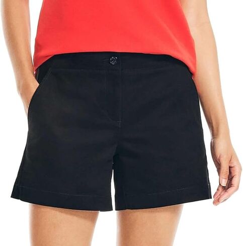 Nautica Womens Mid-Rise Cotton Shorts, Summer 5 Black, Size 12 in Saudi Arabia