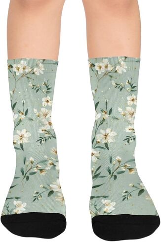 جوارب المشي لمسافات طويلة على شكل زهور عشبية خضراء ونعناع - جوارب شتوية حرارية سميكة دافئة للأولاد والبنات للمدرسة، والارتداء اليومي والأنشطة الخارجية in Kuwait