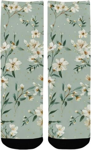 جوارب المشي لمسافات طويلة على شكل زهور عشبية خضراء ونعناع - جوارب شتوية حرارية سميكة دافئة للأولاد والبنات للمدرسة، والارتداء اليومي والأنشطة الخارجية in Kuwait