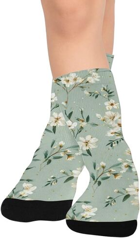 جوارب المشي لمسافات طويلة على شكل زهور عشبية خضراء ونعناع - جوارب شتوية حرارية سميكة دافئة للأولاد والبنات للمدرسة، والارتداء اليومي والأنشطة الخارجية in Kuwait