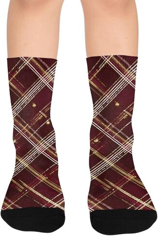 جوارب ذهبية للتنزه سيرًا على الأقدام باللون العنابي - جوارب شتوية حرارية سميكة دافئة للأطفال الصغار للأولاد والبنات للمدرسة، والارتداء اليومي والأنشطة الخارجية in Kuwait