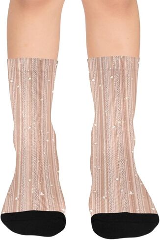 جوارب للتنزه سيرًا على الأقدام مطبوعة مخططة بلون أحمر الخدود - جوارب شتوية حرارية سميكة دافئة للأطفال الصغار للأولاد والبنات للمدرسة، والارتداء اليومي والأنشطة الخارجية in Kuwait