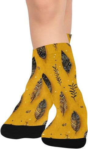 جوارب المشي لمسافات طويلة القبلية بقاعدة صفراء خردل - جوارب شتوية حرارية سميكة دافئة للأولاد والبنات للمدرسة، والارتداء اليومي والأنشطة الخارجية in Kuwait