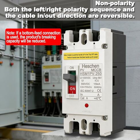 200A DC Molded Case Circuit Breaker, HSM1PV-250, 2 Poles, 550V, for Solar PV System Solar Panels Grid System in Kuwait
