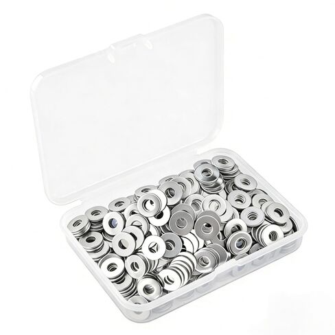 120 قطعة من غسالات مسطحة من الفولاذ المقاوم للصدأ مقاس 1/4 بوصة، مقاس 6 مم (0.236 بوصة) معرف 16 مم (5/8 بوصة) OD، 18-8 (304) غسالات SS لمسامير 1/4 وM6 - مقاومة للتآكل، للاستخدام الداخلي والخارجي in Kuwait