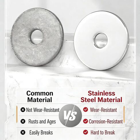 120 قطعة من غسالات مسطحة من الفولاذ المقاوم للصدأ مقاس 1/4 بوصة، مقاس 6 مم (0.236 بوصة) معرف 16 مم (5/8 بوصة) OD، 18-8 (304) غسالات SS لمسامير 1/4 وM6 - مقاومة للتآكل، للاستخدام الداخلي والخارجي in Kuwait