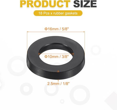 uxcell 18Pcs Rubber Washers, 1 13/16 OD x 1 1/4 ID x 0.16" Thickness Flat Washers for Bolts Spacers, Shower Head, Plumbing, Hose Connecting in Saudi Arabia