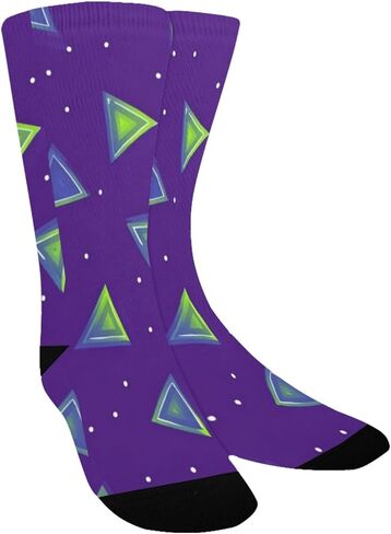 جوارب أرجوانية للمشي لمسافات طويلة بطبعة مثلثة نيون - جوارب شتوية حرارية سميكة دافئة للأولاد والبنات للمدرسة، والارتداء اليومي والأنشطة الخارجية in Kuwait