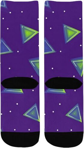 جوارب أرجوانية للمشي لمسافات طويلة بطبعة مثلثة نيون - جوارب شتوية حرارية سميكة دافئة للأولاد والبنات للمدرسة، والارتداء اليومي والأنشطة الخارجية in Kuwait