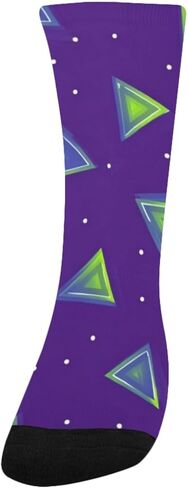 جوارب أرجوانية للمشي لمسافات طويلة بطبعة مثلثة نيون - جوارب شتوية حرارية سميكة دافئة للأولاد والبنات للمدرسة، والارتداء اليومي والأنشطة الخارجية in Kuwait