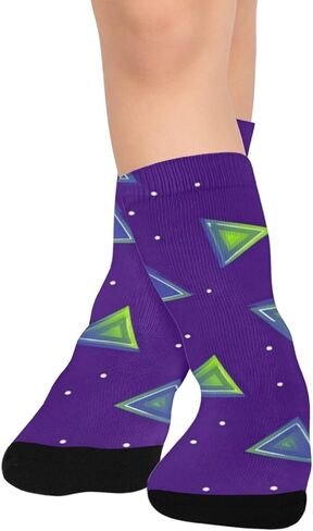 جوارب أرجوانية للمشي لمسافات طويلة بطبعة مثلثة نيون - جوارب شتوية حرارية سميكة دافئة للأولاد والبنات للمدرسة، والارتداء اليومي والأنشطة الخارجية in Kuwait