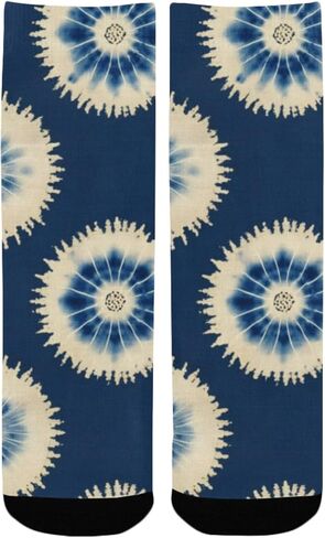 Indigo Burst Print Blue Hiking Socks - Toddler Boys & Girls Warm Thick Thermal Winter Crew Socks for School, Daily Wear & Outdoor Activities in Saudi Arabia