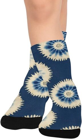 Indigo Burst Print Blue Hiking Socks - Toddler Boys & Girls Warm Thick Thermal Winter Crew Socks for School, Daily Wear & Outdoor Activities in Saudi Arabia