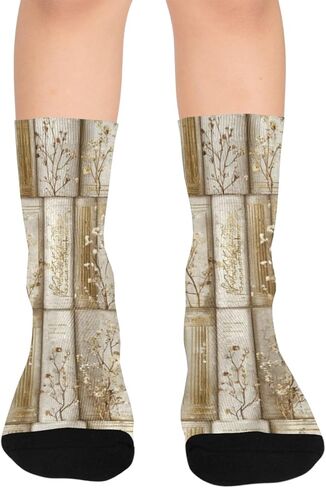 جوارب المشي لمسافات طويلة مطبوعة على شكل كتاب عتيق - جوارب شتوية حرارية سميكة دافئة للأطفال الصغار للأولاد والبنات للمدرسة، والارتداء اليومي والأنشطة الخارجية in Kuwait