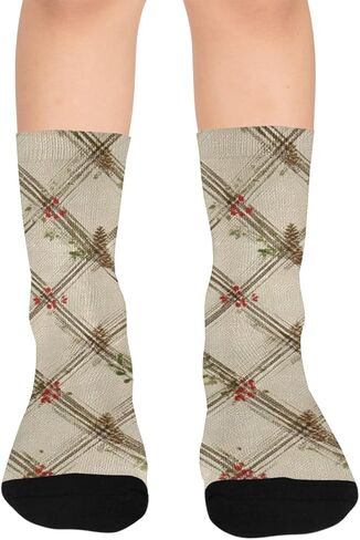 جوارب الخريف للمشي لمسافات طويلة بطباعة منقوشة - جوارب شتوية حرارية سميكة دافئة للأولاد والبنات للمدرسة، والارتداء اليومي والأنشطة الخارجية in Kuwait