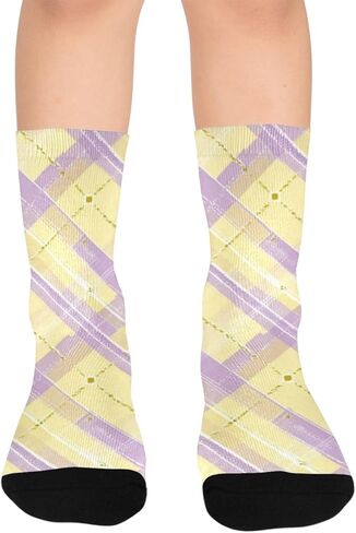 جوارب المشي لمسافات طويلة بطبعة من القماش القطني الخزامي - جوارب شتوية حرارية سميكة دافئة للأولاد والبنات للمدرسة، والارتداء اليومي والأنشطة الخارجية in Kuwait