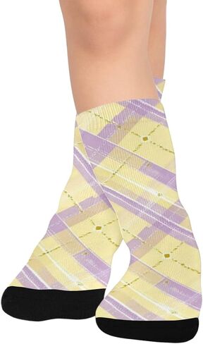 جوارب المشي لمسافات طويلة بطبعة من القماش القطني الخزامي - جوارب شتوية حرارية سميكة دافئة للأولاد والبنات للمدرسة، والارتداء اليومي والأنشطة الخارجية in Kuwait