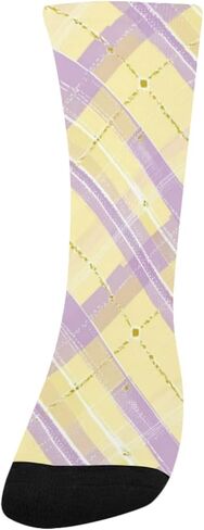 جوارب المشي لمسافات طويلة بطبعة من القماش القطني الخزامي - جوارب شتوية حرارية سميكة دافئة للأولاد والبنات للمدرسة، والارتداء اليومي والأنشطة الخارجية in Kuwait