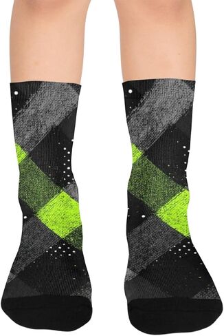 جوارب المشي لمسافات طويلة بتصميم شبكي من النيون - جوارب شتوية حرارية سميكة دافئة للأولاد والبنات الصغار للمدرسة، والارتداء اليومي والأنشطة الخارجية in Kuwait