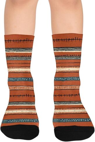 جوارب المشي لمسافات طويلة على شكل خط عرقي - جوارب شتوية حرارية سميكة دافئة للأولاد والبنات الصغار للمدرسة، والارتداء اليومي والأنشطة الخارجية in Kuwait