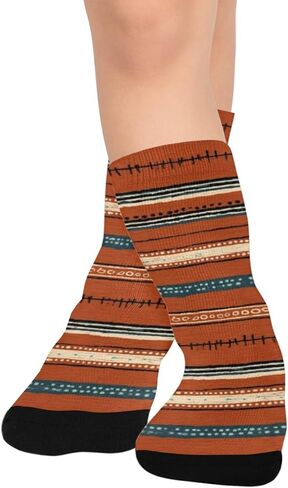 جوارب المشي لمسافات طويلة على شكل خط عرقي - جوارب شتوية حرارية سميكة دافئة للأولاد والبنات الصغار للمدرسة، والارتداء اليومي والأنشطة الخارجية in Kuwait