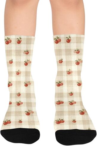 جوارب لطيفة منقوشة على شكل فراولة للمشي لمسافات طويلة - جوارب شتوية حرارية سميكة دافئة للأولاد والبنات للمدرسة، والارتداء اليومي والأنشطة الخارجية in Kuwait