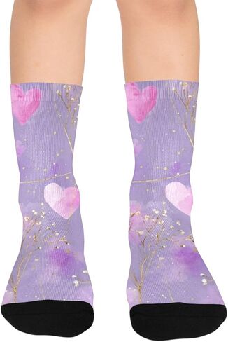 جوارب المشي لمسافات طويلة بلون أرجواني على شكل قلب لافندر - جوارب شتوية حرارية سميكة دافئة للأطفال الصغار للأولاد والبنات للمدرسة، والارتداء اليومي والأنشطة الخارجية in Kuwait