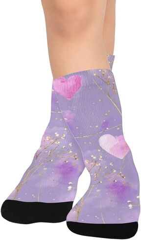 جوارب المشي لمسافات طويلة بلون أرجواني على شكل قلب لافندر - جوارب شتوية حرارية سميكة دافئة للأطفال الصغار للأولاد والبنات للمدرسة، والارتداء اليومي والأنشطة الخارجية in Kuwait