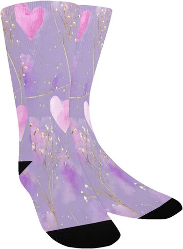 جوارب المشي لمسافات طويلة بلون أرجواني على شكل قلب لافندر - جوارب شتوية حرارية سميكة دافئة للأطفال الصغار للأولاد والبنات للمدرسة، والارتداء اليومي والأنشطة الخارجية in Kuwait