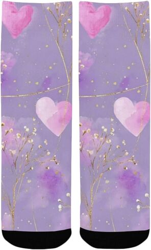 جوارب المشي لمسافات طويلة بلون أرجواني على شكل قلب لافندر - جوارب شتوية حرارية سميكة دافئة للأطفال الصغار للأولاد والبنات للمدرسة، والارتداء اليومي والأنشطة الخارجية in Kuwait