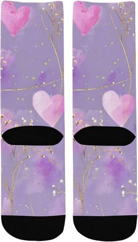 جوارب المشي لمسافات طويلة بلون أرجواني على شكل قلب لافندر - جوارب شتوية حرارية سميكة دافئة للأطفال الصغار للأولاد والبنات للمدرسة، والارتداء اليومي والأنشطة الخارجية in Kuwait