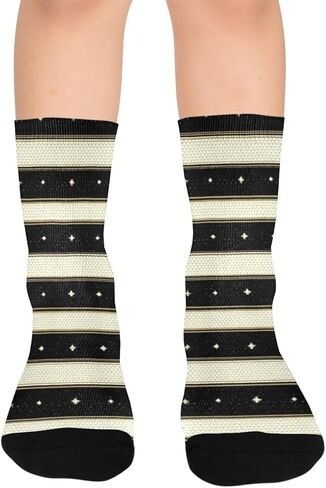 جوارب Stellar Stripe Print للمشي لمسافات طويلة - جوارب شتوية حرارية سميكة دافئة للأولاد والبنات الصغار للمدرسة، والارتداء اليومي والأنشطة الخارجية in Kuwait