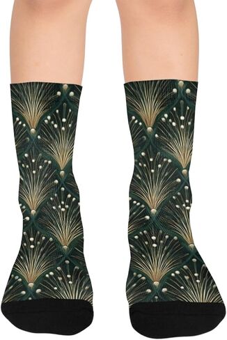 جوارب المشي لمسافات طويلة باللون الأخضر من Art Deco Firework - جوارب شتوية حرارية سميكة دافئة للأولاد والبنات للمدرسة، والارتداء اليومي والأنشطة الخارجية in Kuwait